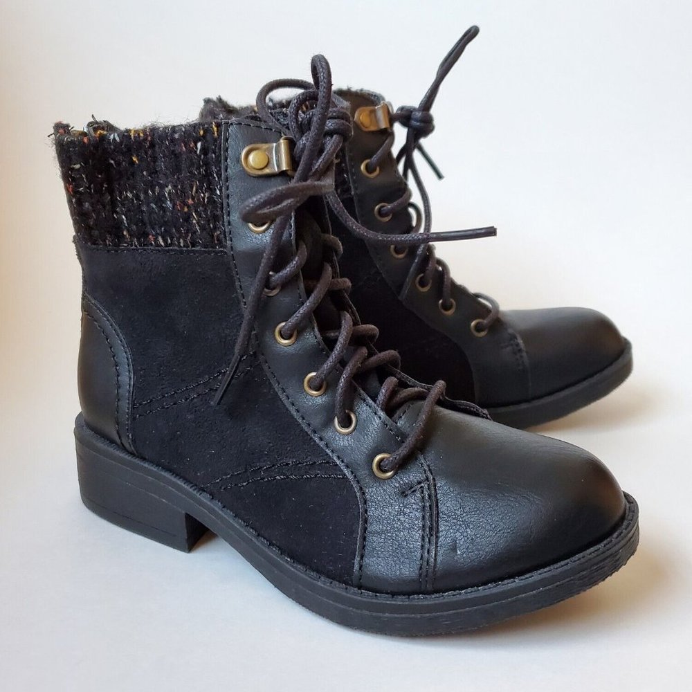 Mudd Girls Black Combat Style Boots Size 13